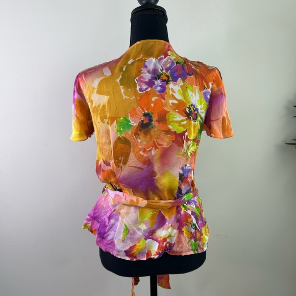 Ralph Lauren Vibrant Wrap Blouse - Orange and Purple - Picture 3 of 4